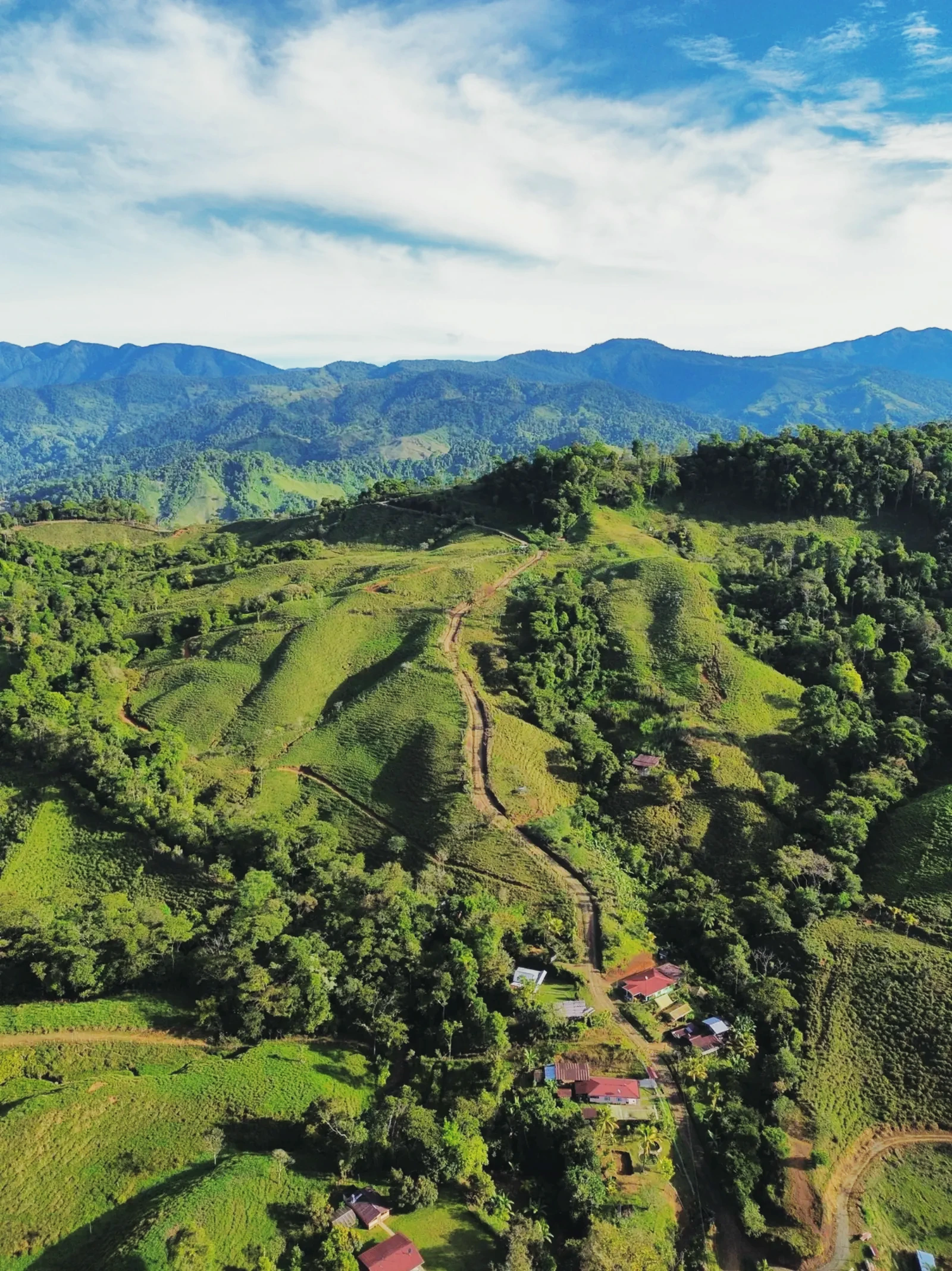 Highland farms and layered mountain ridges above Boquete