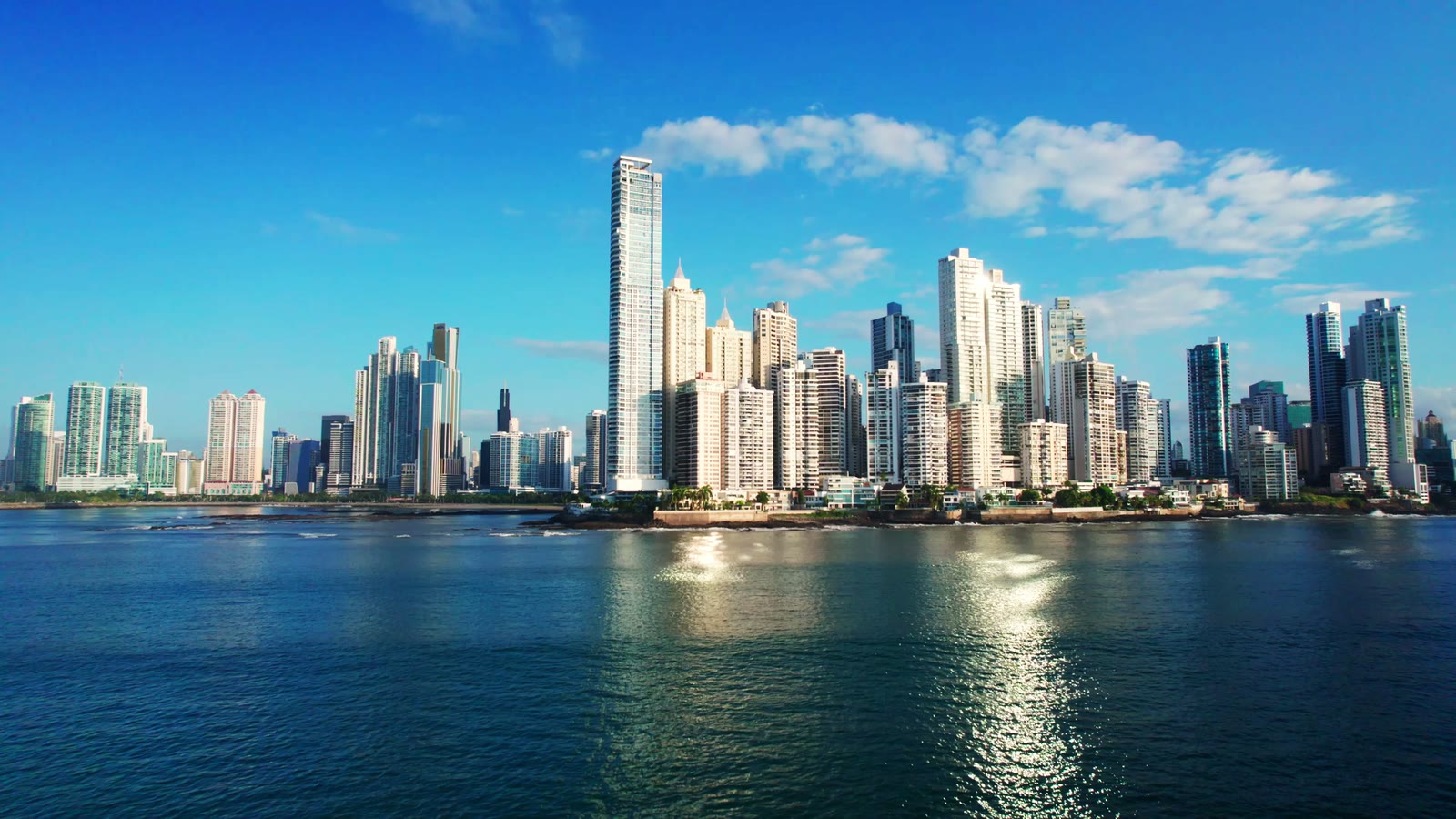 Panama coastline, city towers and the properties Liz represents