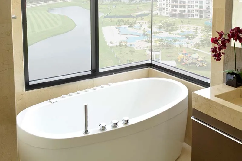 Now that we are spending more time at home, why not make it luxurious with a stunning view from the master bath!