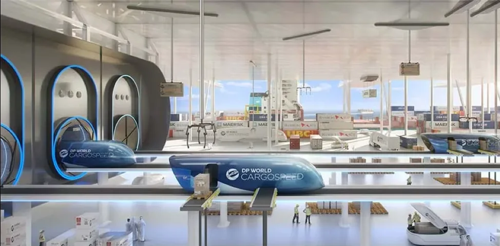The Hyperloop One pods will move the same cargo containers as is currently being moved through the Panama Canal. Just take a look at the Maersk containers in the background!
