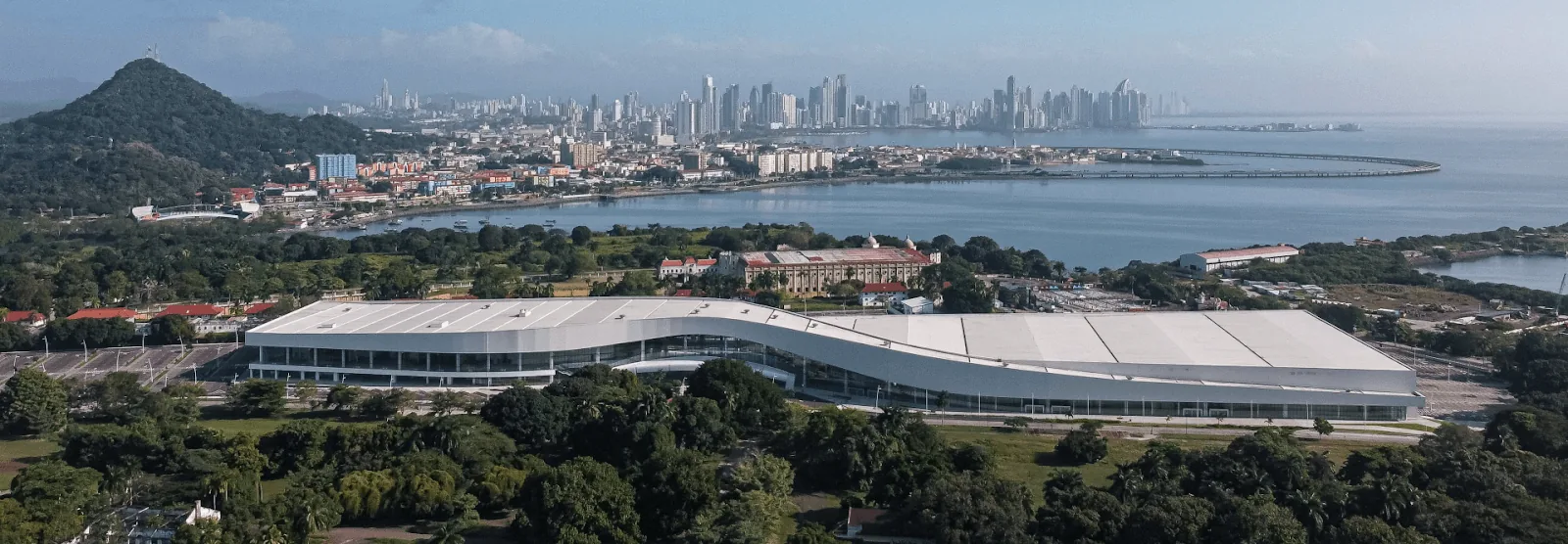 The Convention Center looks out over the Panama Canal and is located at the mouth of the Pacific Ocean.