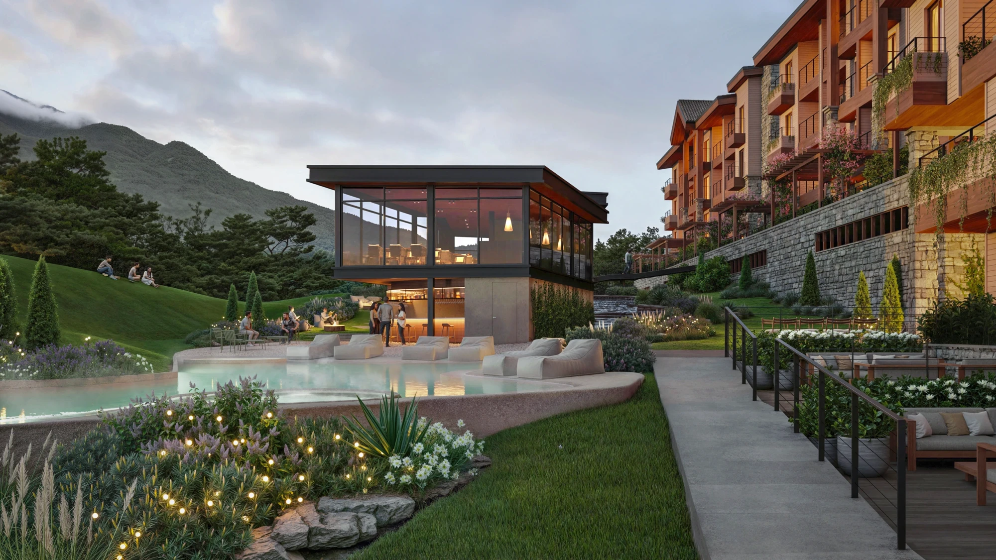 Pinoalto Boquete lodge exterior in a mountain setting