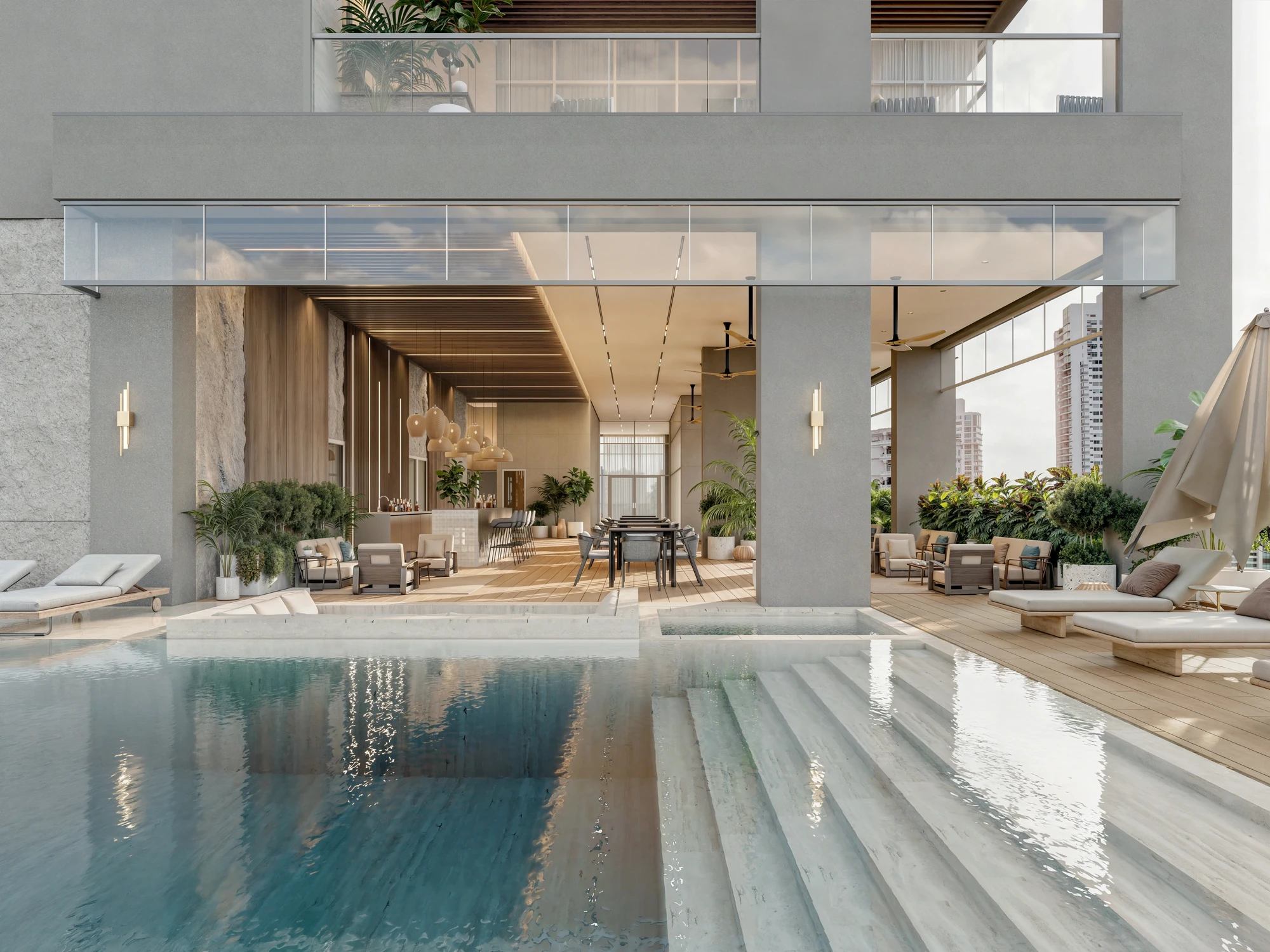 Seaside House pool deck and amenity area